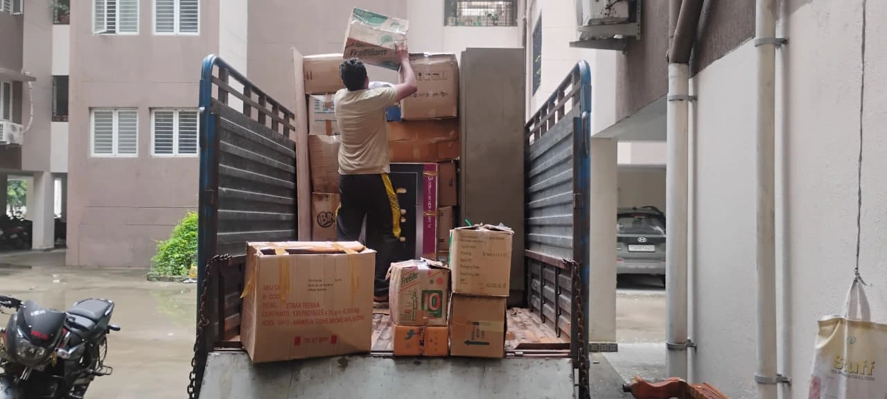 Loading truck with household goods